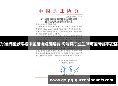 孙准浩因涉赌被中国足协终身禁赛 影响其职业生涯与国际赛事资格 孙准浩因涉赌被中国足协终身禁赛 影响其职业生涯与国际赛事资格